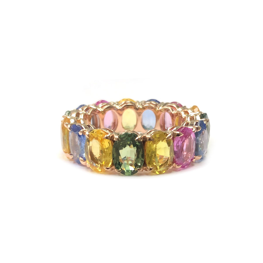 Rainbow Pastel Sapphire Eternity Ring