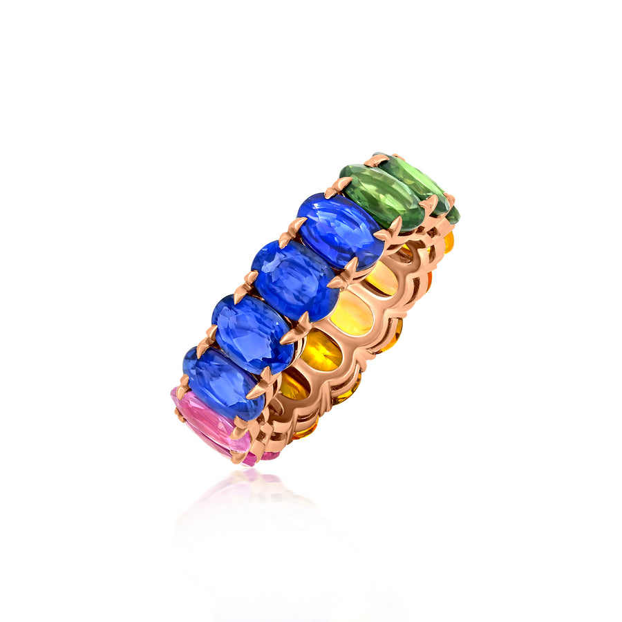 Rainbow Block Color Sapphire Eternity Ring