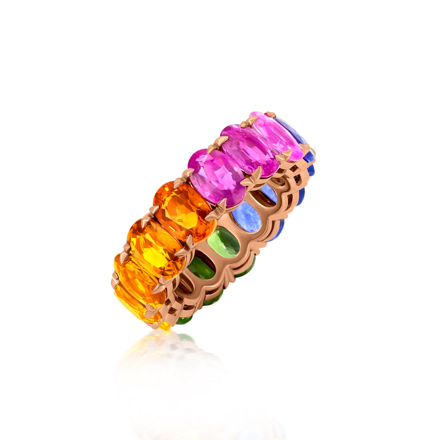 Rainbow Block Color Sapphire Eternity Ring